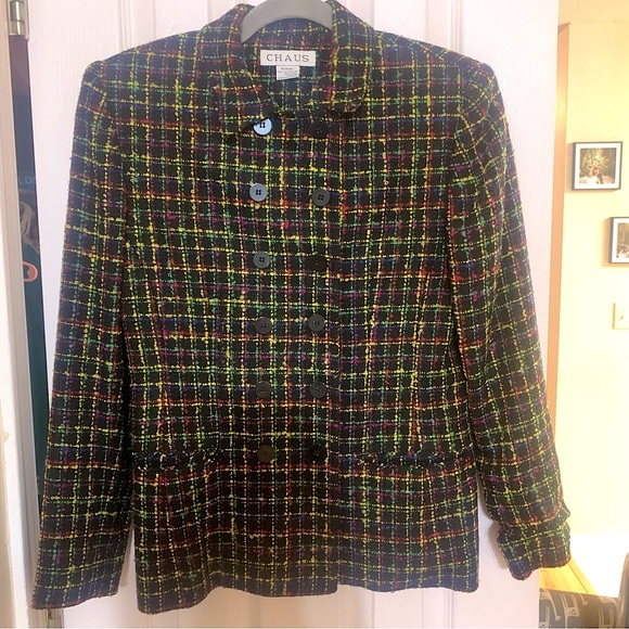 Chaus Size 4 beautiful and warm Chaus Button Up Blazer Jacket tweed colorful - Picture 2 of 8